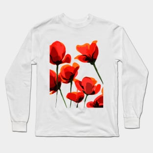 Poppy flowers illustration Long Sleeve T-Shirt